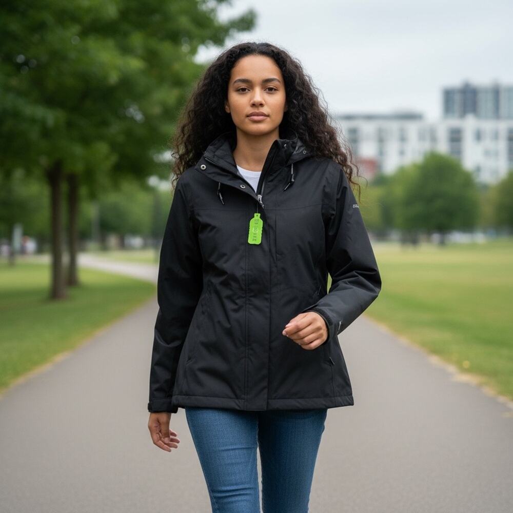 FREE COUNTRY Women's Small TRICLIMATE Black Hooded Jacket 3-IN-1 ⭐️ - Picture 1 of 9